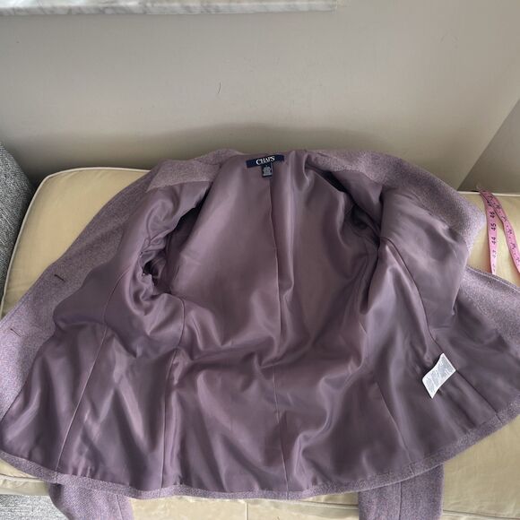 Chaps Wool-Blend Women Blazer Mottled Purple  Blue Tweed Front Pockets NEW 4 - Picture 12 of 12